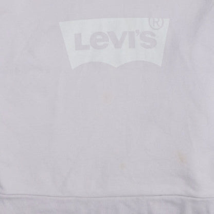 Levi's Women White Small Pullover Hoodie 100% Cotton Logo Sweatshirt