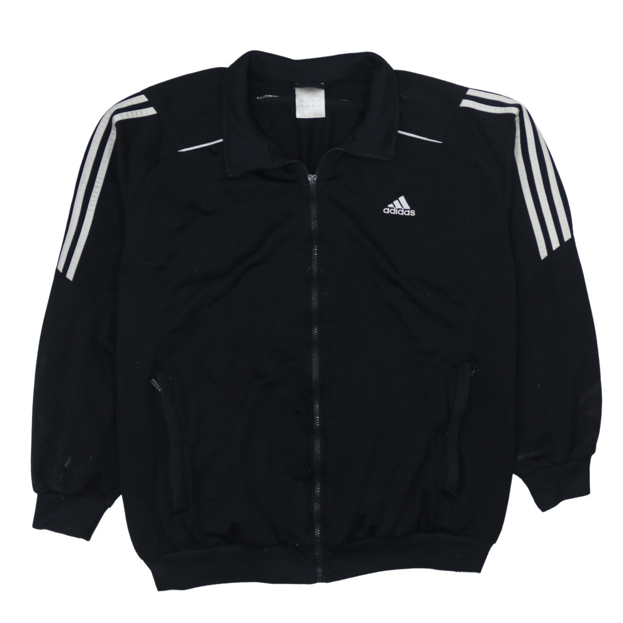 Adidas Men's Black Polyester Track Jacket Size M Full Zip Classic Style