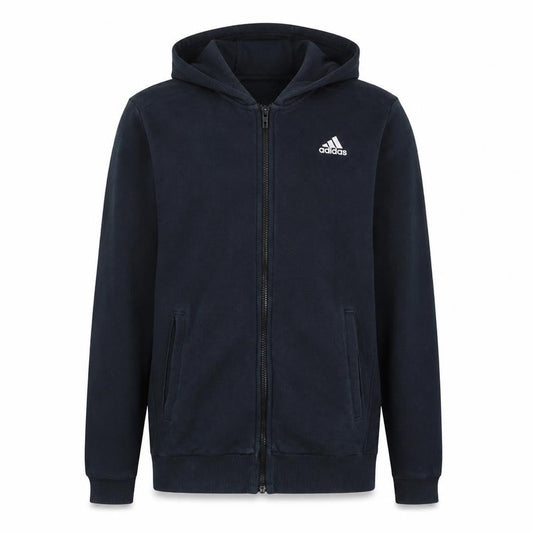 Front view of Adidas Men's Black Full Zip Hoodie Small Regular Fit Sport Essentials