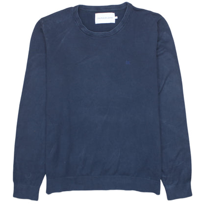 Calvin Klein Jeans Men's Blue Cotton Crew Neck Pullover Jumper 2XL