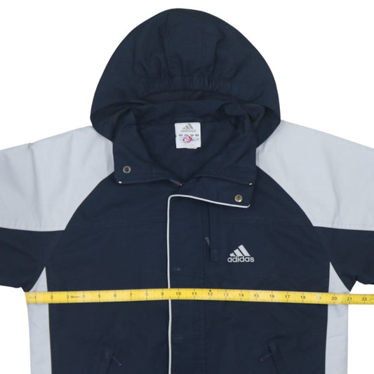 Adidas Boys Blue Colourblock Hooded Rain Coat 11-12 Years