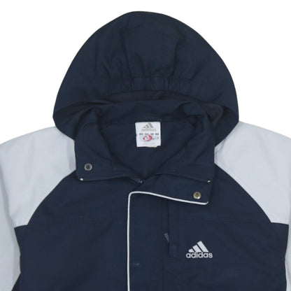 Adidas Boys Blue Colourblock Hooded Rain Coat 11-12 Years