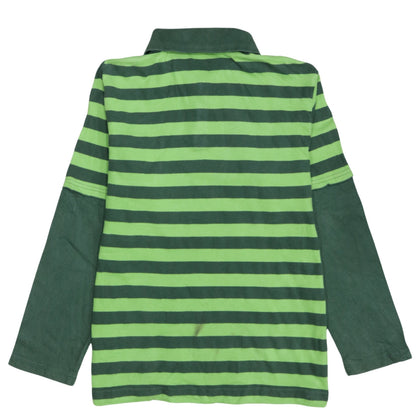 Nike Boys Green Striped Long Sleeve Polo Shirt Size 13-14 Years