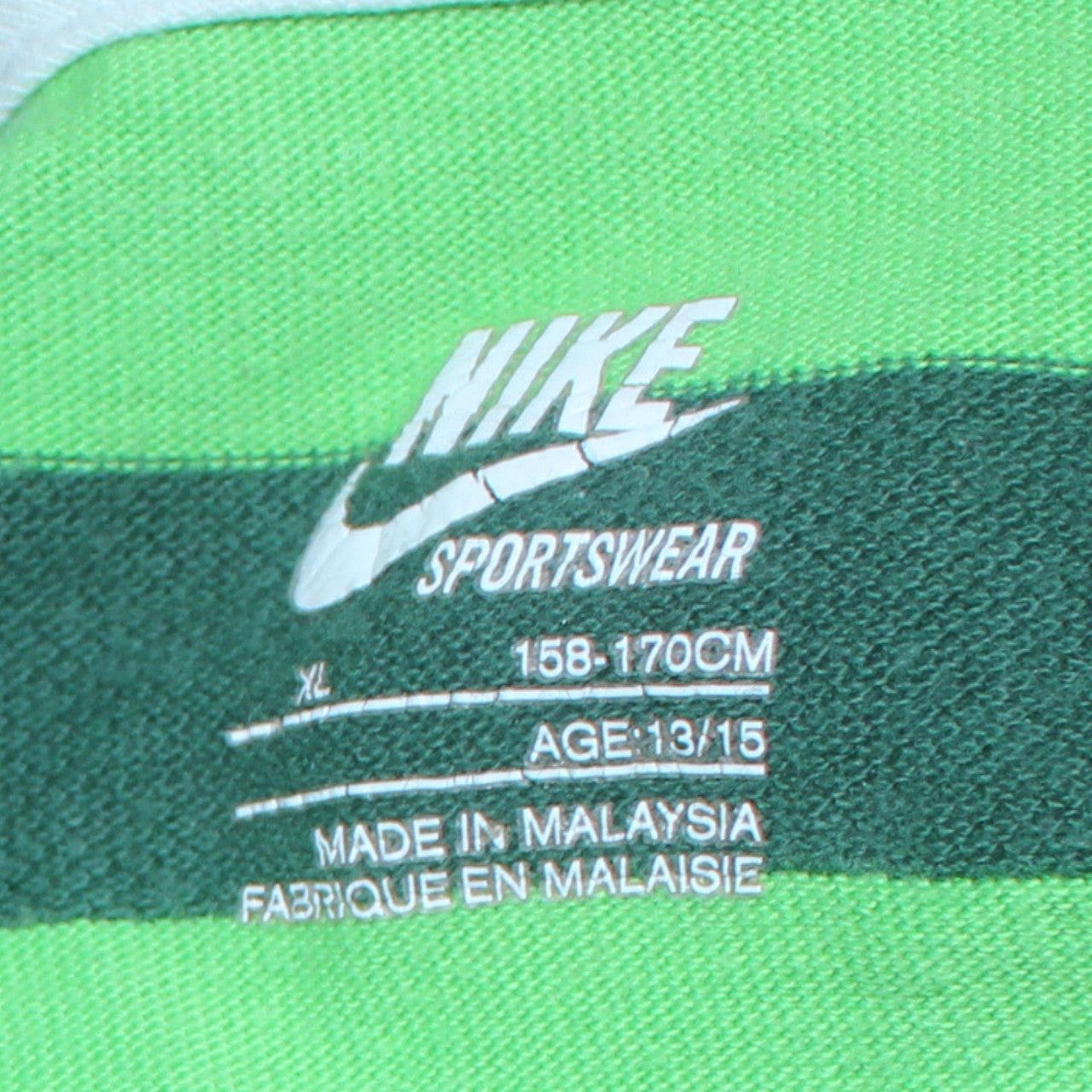 Nike Boys Green Striped Long Sleeve Polo Shirt Size 13-14 Years