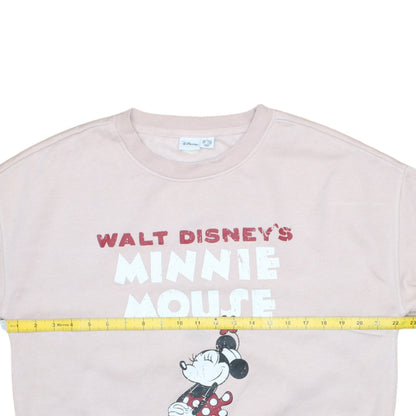 Disney Women Pink Minnie Mouse Sweatshirt S UK 10/12 Graphic Pullover