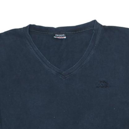 Kappa Men's Blue V-Neck Cotton T-Shirt XL Short Sleeve Casual