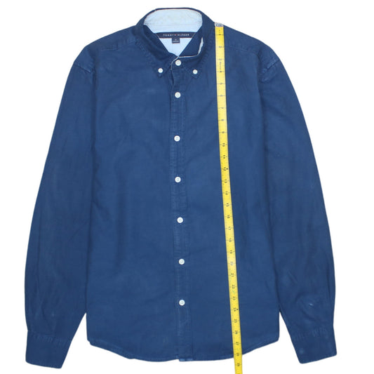 Tommy Hilfiger Men's Blue Cotton Regular Fit Long Sleeve Button-Up Shirt M
