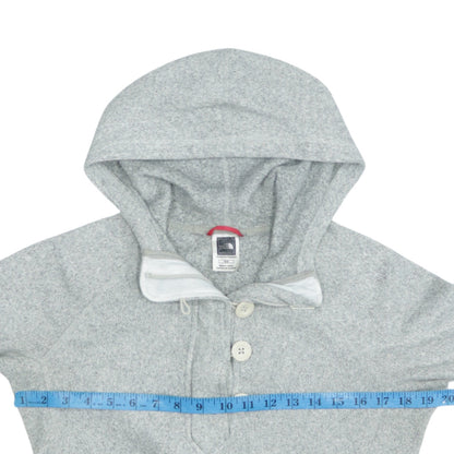 The North Face Womens Grey Button Pullover Hoodie M Fleece Lined