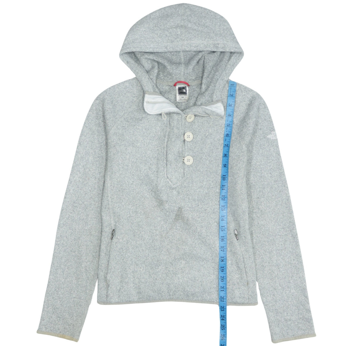 The North Face Womens Grey Button Pullover Hoodie M Fleece Lined