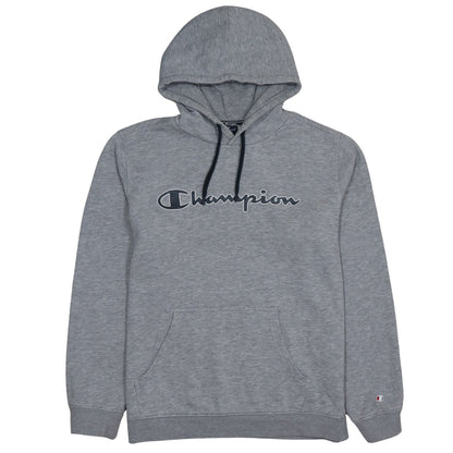 Champion Men's Grey Pullover Hoodie Large Cotton Blend Logo