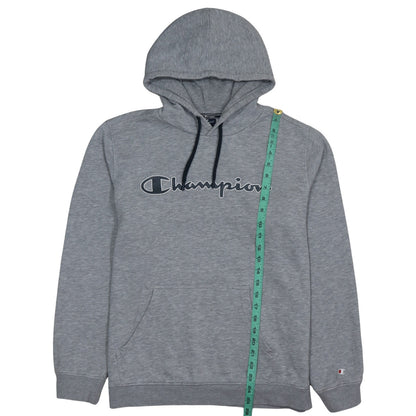 Champion Men's Grey Pullover Hoodie Large Cotton Blend Logo