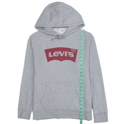 Levi's Men's Grey Pullover Hoodie M Logo Graphic Cotton Fleece