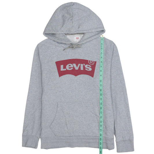 Levi's Men's Grey Pullover Hoodie M Logo Graphic Cotton Fleece