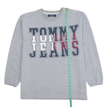 Tommy Jeans Mens Grey Cotton Blend Crew Neck Sweatshirt M