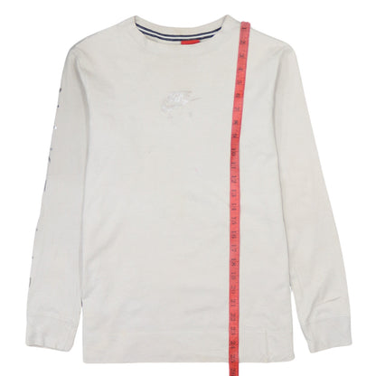 Nike Men Beige XS Cotton Crew Neck Long Sleeve Pullover Sweatshirt