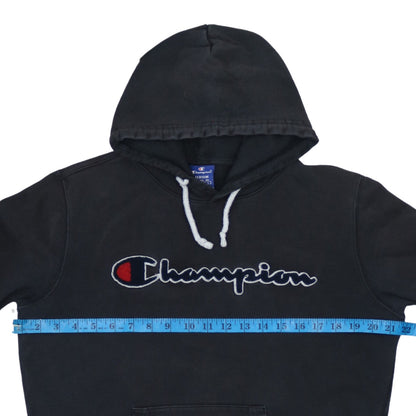 Champion Men's Black Medium Pullover Hoodie with Logo Embroidered Detail