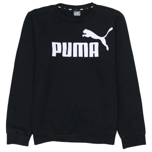 Puma Boys Black XL Crew Neck Pullover Sweatshirt with Logo Print
