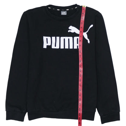 Puma Boys Black XL Crew Neck Pullover Sweatshirt with Logo Print