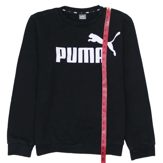 Puma Boys Black XL Crew Neck Pullover Sweatshirt with Logo Print
