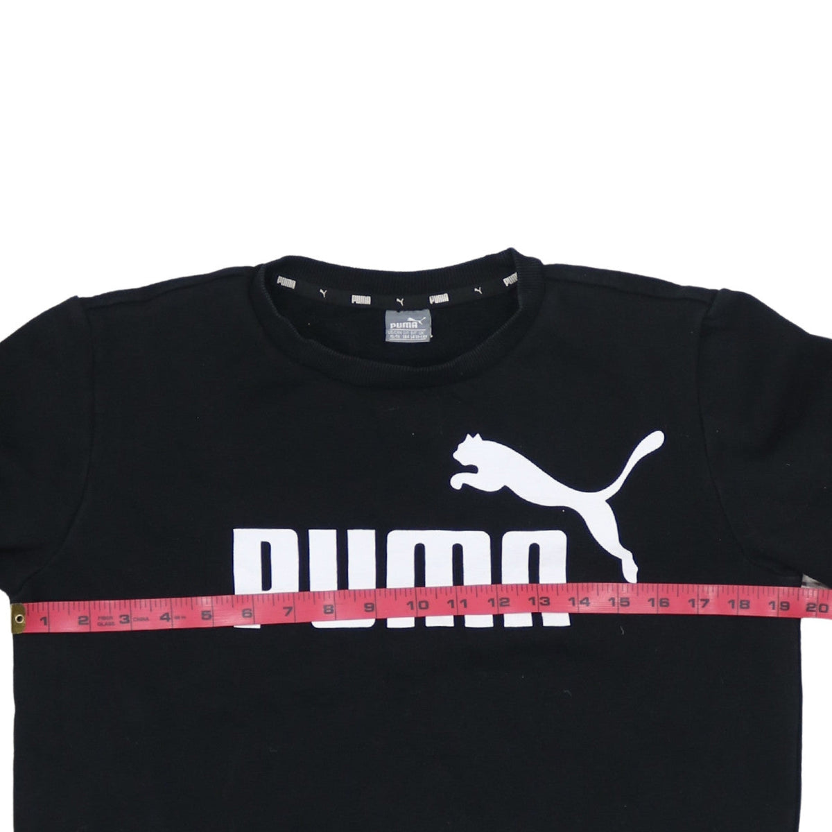 Puma Boys Black XL Crew Neck Pullover Sweatshirt with Logo Print