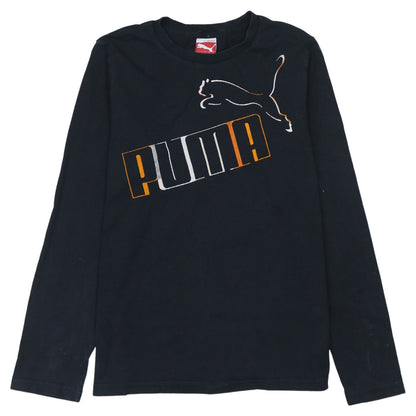 Puma Boys Black Long Sleeve Logo T-Shirt Size 14 Years Cotton