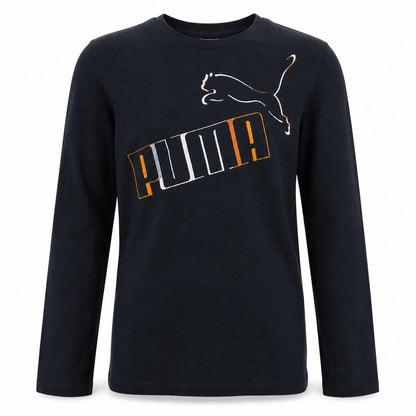Puma Boys Black Long Sleeve Logo T-Shirt Size 14 Years Cotton