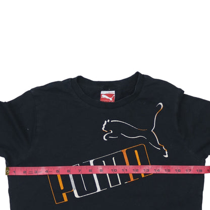 Puma Boys Black Long Sleeve Logo T-Shirt Size 14 Years Cotton