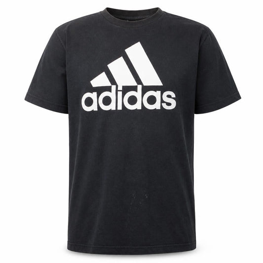 Front view of Adidas Men's Black Small Crew Neck Short Sleeve Logo T-Shirt