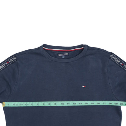 Tommy Hilfiger Men's Blue Logo Tape Crew Neck Sweatshirt Size S