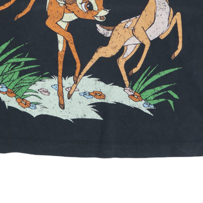 Zara Disney Bambi Black Cotton Sweatshirt Women M Crew Neck Pullover