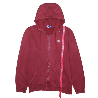 Nike Men's Red Full Zip Hoodie L Cotton Fleece Sweatshirt