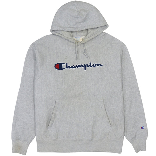 Champion Men's Grey Reverse Weave Pullover Hoodie XL Embroidered Logo