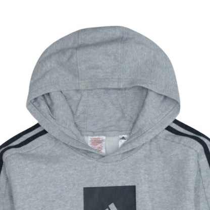 Adidas Boys Grey Pullover Hoodie 15-16 Years Fleece Logo Sportswear
