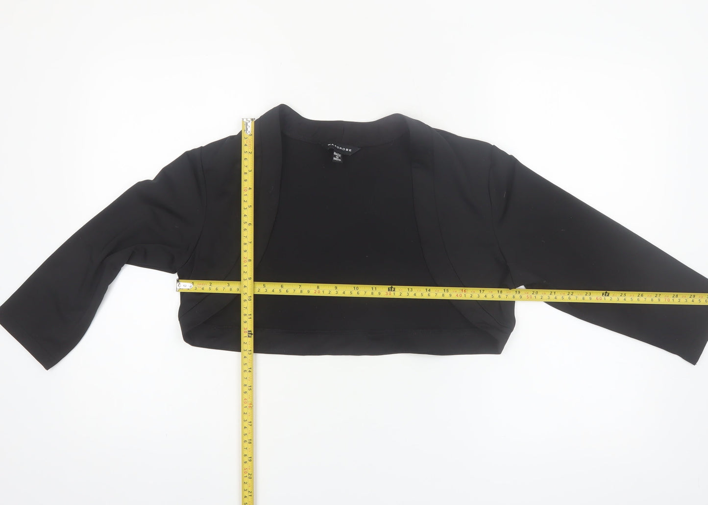 Wardrobe Women's Black Cropped Bolero Jacket Size 14 Stretch Lightweight