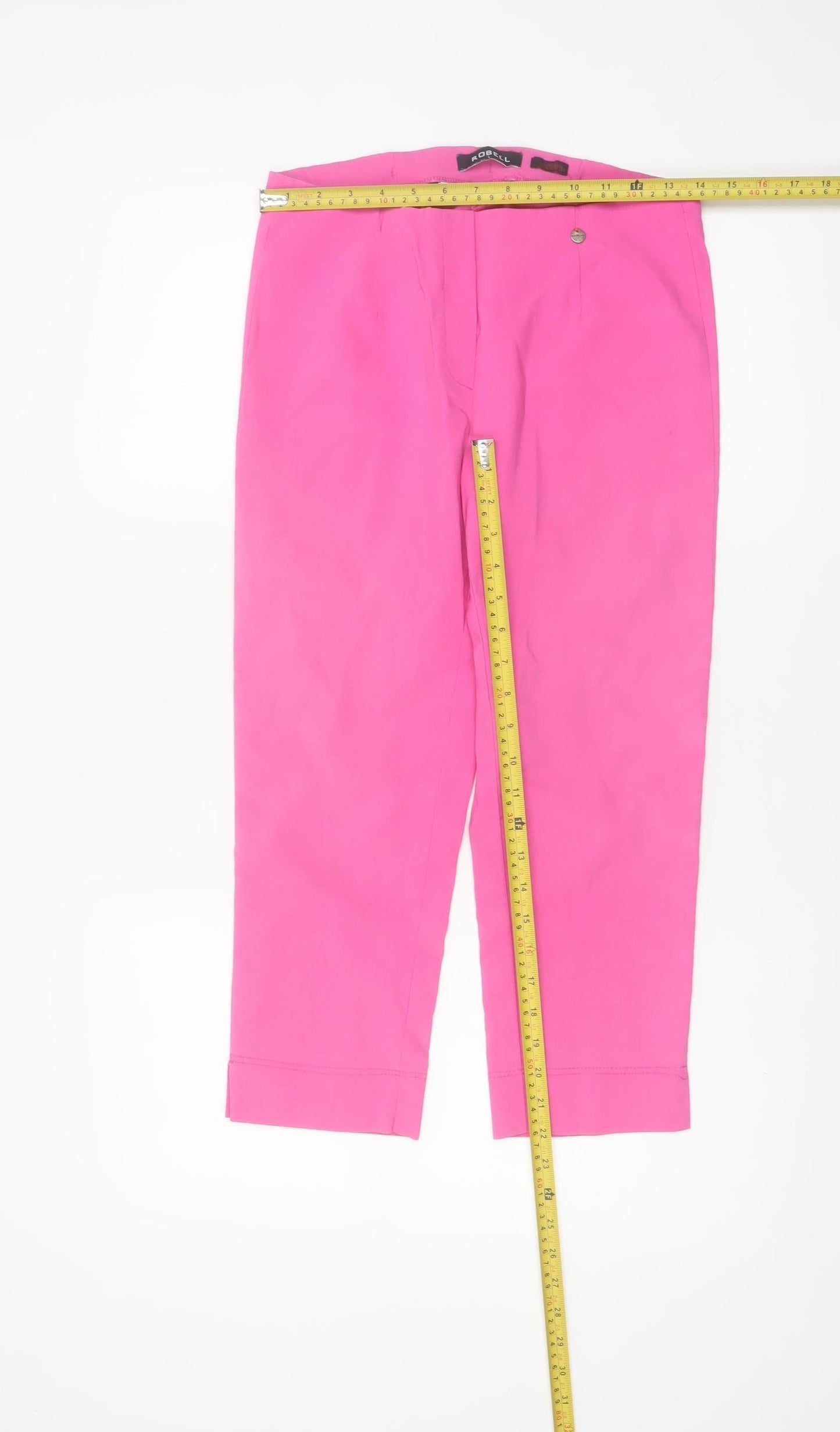 Robell Women’s Pink Cropped Trousers Size 12 Marie 07 Stretch Comfort Fit