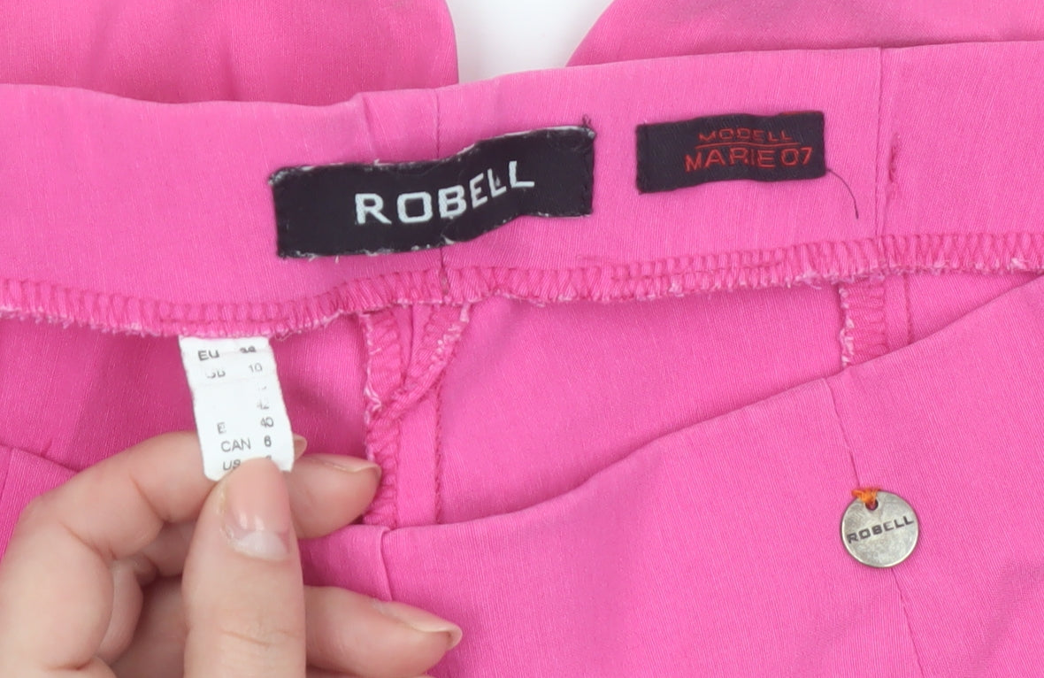 Robell Women’s Pink Cropped Trousers Size 12 Marie 07 Stretch Comfort Fit