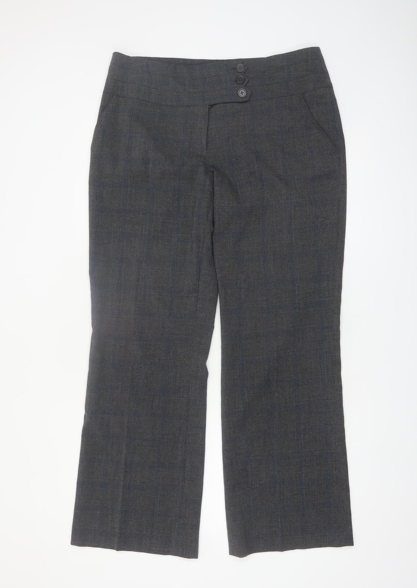Next Women’s Grey Check Tall Dress Pants Size 14L Polyester Blend