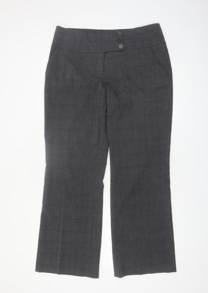 Next Women’s Grey Check Tall Dress Pants Size 14L Polyester Blend