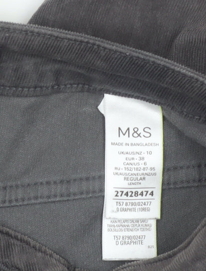Marks and Spencer Women’s Grey Corduroy Chino Trousers Size 10 Regular