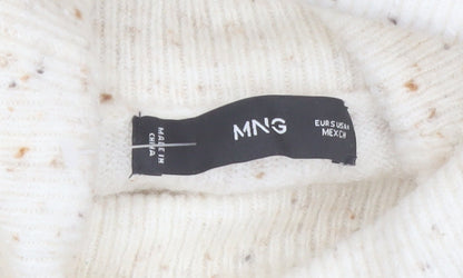 MNG Women Ivory Knit Jumper Dress S Roll Neck Winter Style