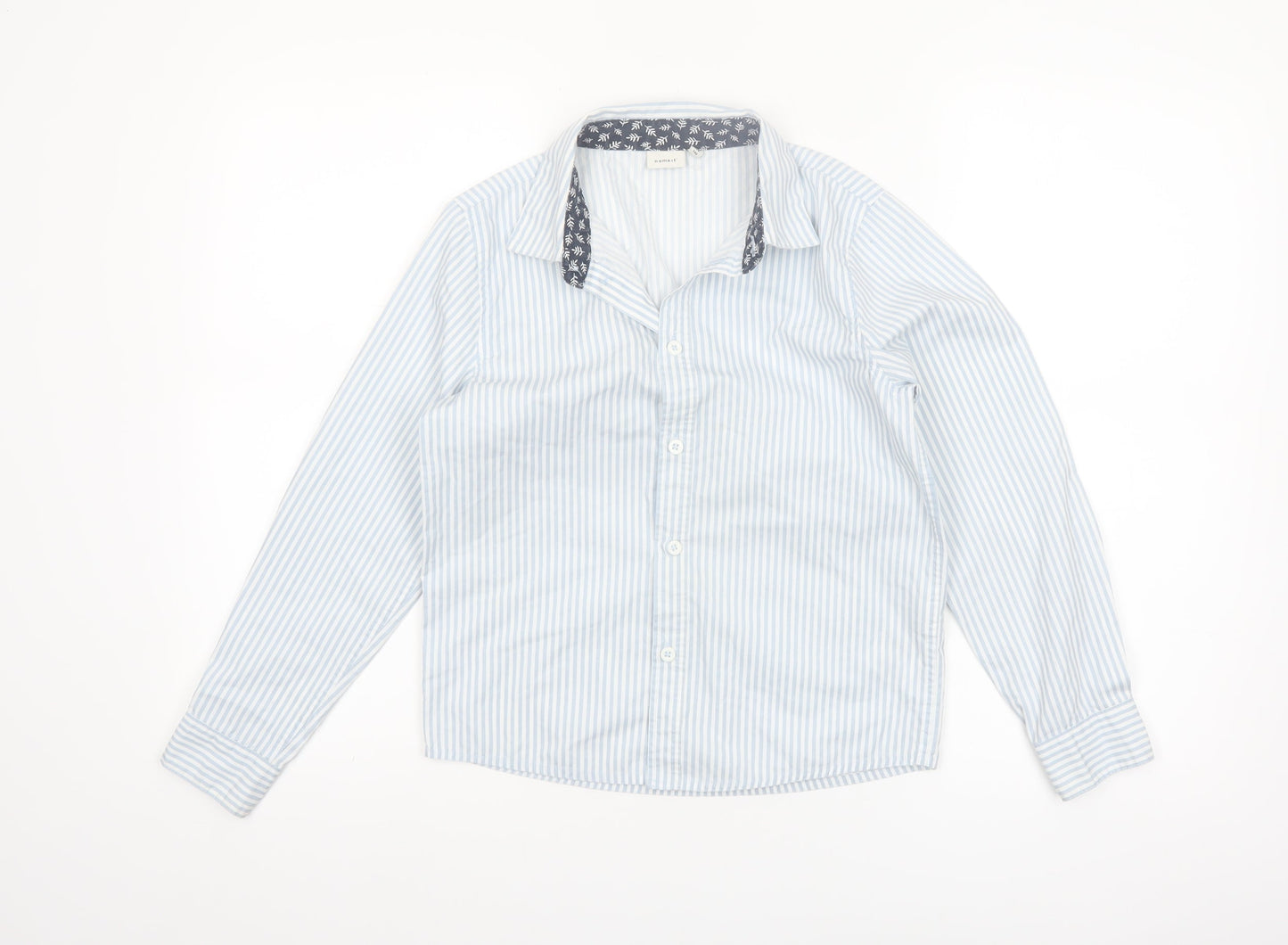 Name It Girls Blue Striped Cotton Long Sleeve Button-Up Shirt 9-10 Years