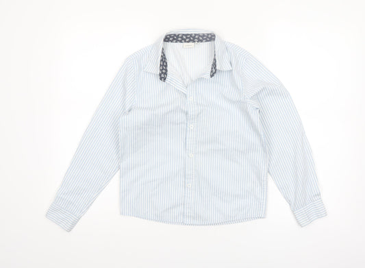 Name It Girls Blue Striped Cotton Long Sleeve Button-Up Shirt 9-10 Years