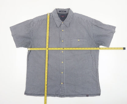 Tommy Jeans Men's Blue Check Short Sleeve Cotton Button-Up Shirt L