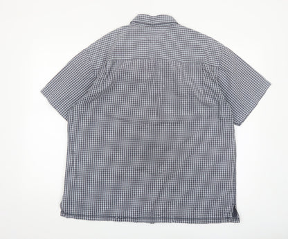 Tommy Jeans Men's Blue Check Short Sleeve Cotton Button-Up Shirt L