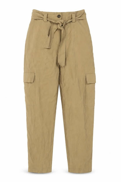 Dunnes Stores Women's Beige High Waist Cargo Trousers Size 12