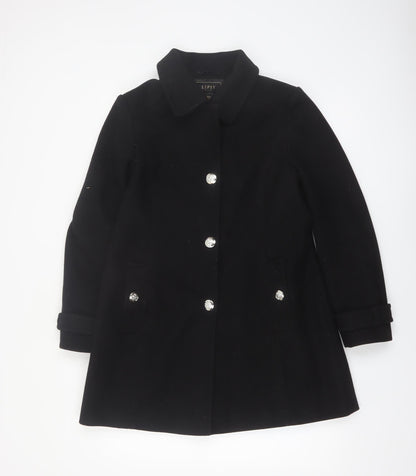 Lipsy Women’s Black Mid-Length Polyester Overcoat UK 12