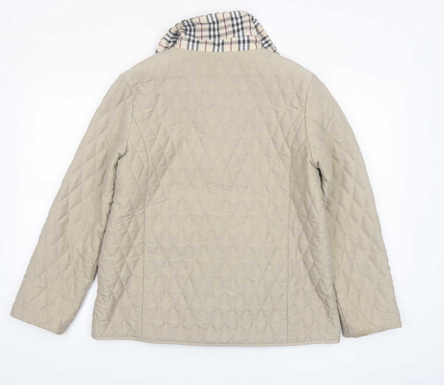 Finesse Womens Beige Quilted Mid-Length Jacket Size 12