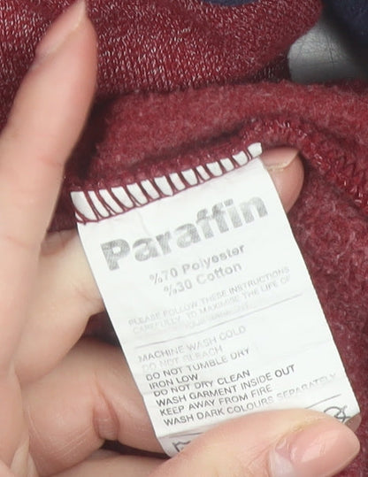 Paraffin Men’s Red & Navy Pullover Hoodie Size S Graphic Fleece