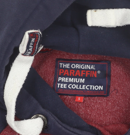 Paraffin Men’s Red & Navy Pullover Hoodie Size S Graphic Fleece