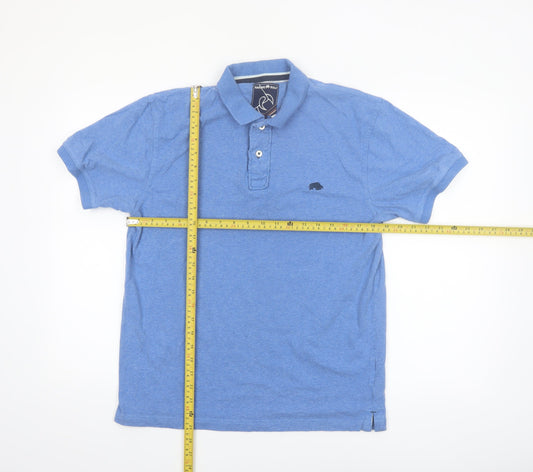 Raging Bull Men's Blue Cotton Polo Shirt Size M Short Sleeve